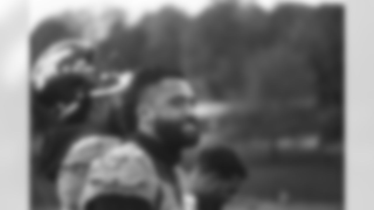 Harvey Langi during the Broncos' week of practice at Harrow School in London, England in the United Kingdom. This image is part of the Broncos' film series documenting the team's trip to London. (Photo by Ben Swanson)