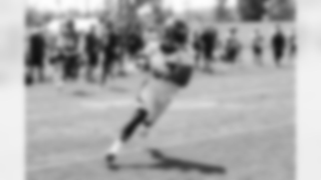 Noah Fant during practice on the first day of training camp at UCHealth Training Center on July 28, 2021. (Photo by Ben Swanson)