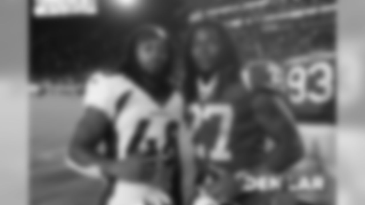 Devontae Jackson and Dont'e Deayon after the Broncos' preseason game against the Los Angeles Rams on August 24, 2019 at the Los Angeles Memorial Coliseum. (Photo by Gabriel Christus)