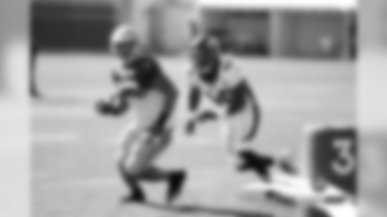 Keishawn Bierria at a joint practice with the San Francisco 49ers on the 19th day of training camp on August 16, 2019.