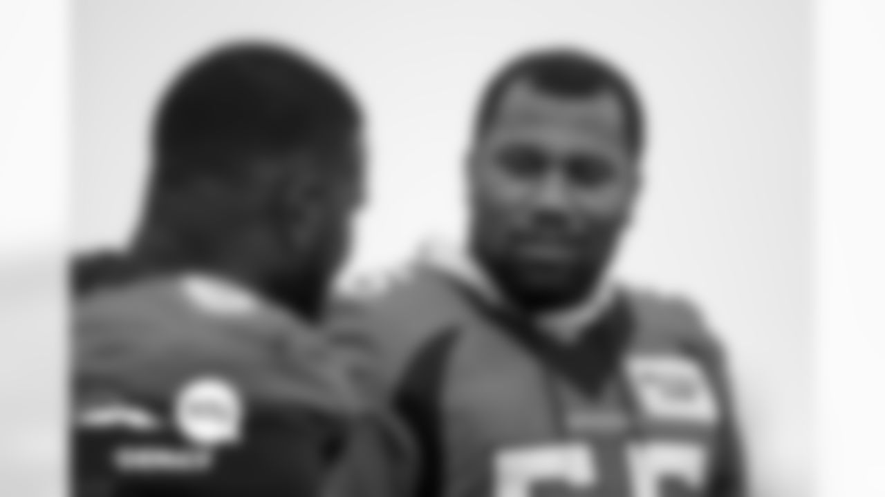 Bradley Chubb at practice at UCHealth Training Center in Englewood, Colorado on December 24, 2021. (Photo by Ben Swanson)