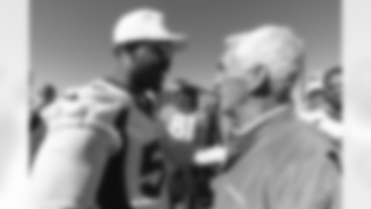Mike Shanahan and Von Miller after practice on Saturday, October 16, 2021 at UCHealth Training Center in Englewood, Colorado.
Photo by Gabriel Christus