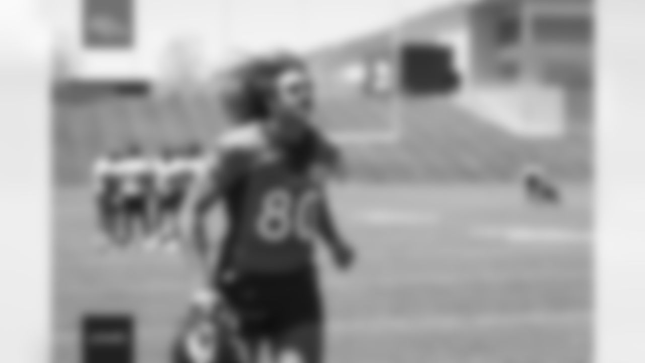 Greg Dulcich during the rookie minicamp on Friday, May 13, 2022 at UCHealth Training Center in Englewood, Colorado.
Photo by Gabriel Christus