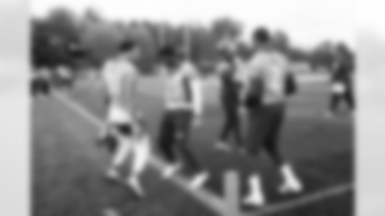 Justin Simmons, Damarri Mathis and Pat Surtain II during the Broncos' week of practice at Harrow School in London, England in the United Kingdom. This image is part of the Broncos' film series documenting the team's trip to London. (Photo by Ben Swanson)