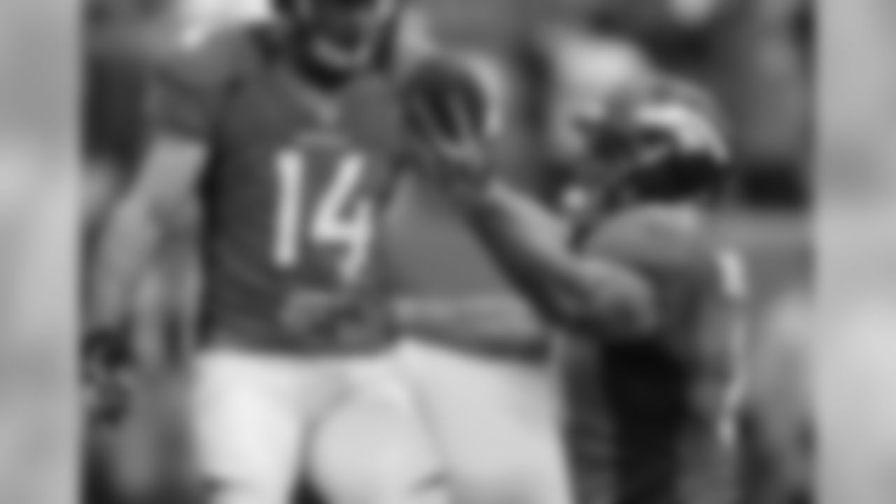 TE Joel Dreessen drops to a knee to celebrate his 22-yard touchdown catch.