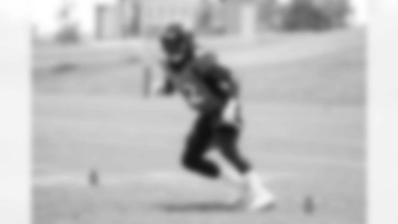 Peter Kalambayi during practice on the 14th day of training camp at UCHealth Training Center on August 16, 2021. (Photo by Ben Swanson)