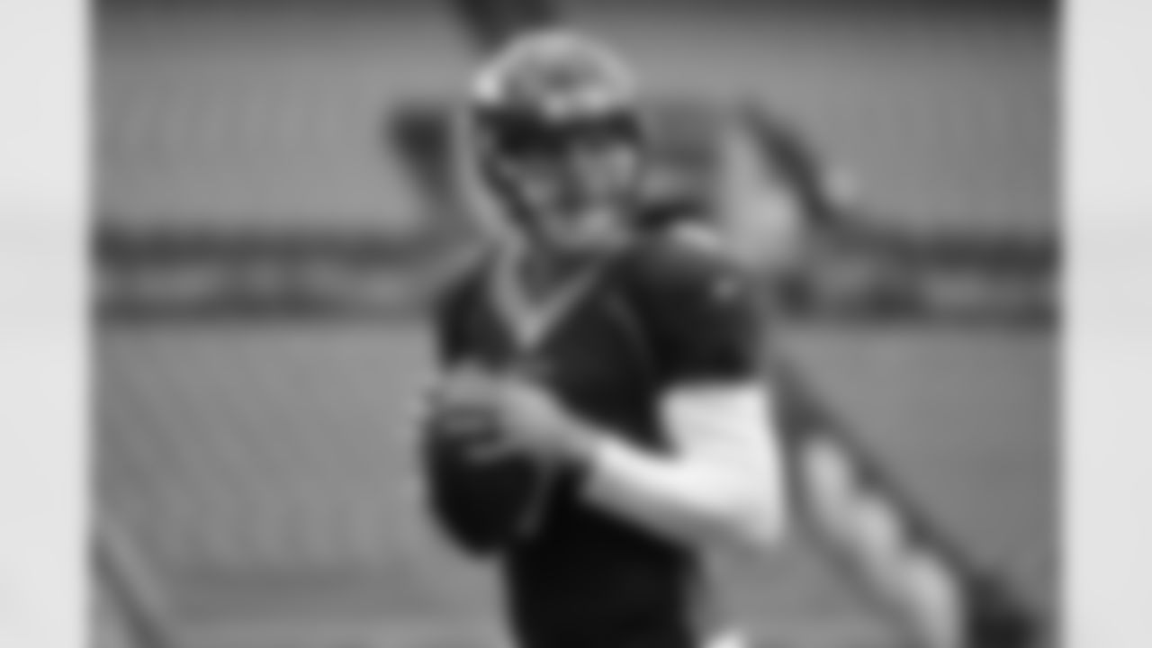Jeff Driskel prepares to throw during practice on Day 12 of training camp at Empower Field at Mile High on August 29, 2020. (Photo by Ben Swanson)
