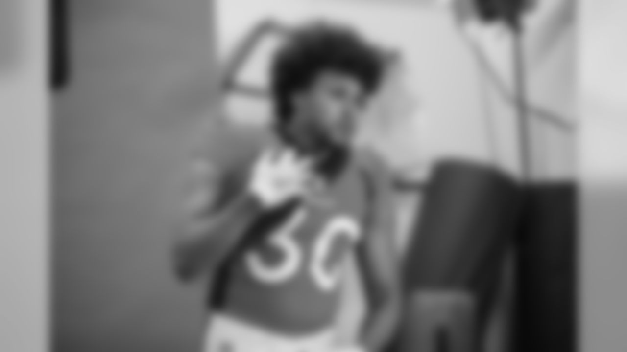 Phillip Lindsay during the team's annual media day photoshoots on August 2, 2020. (Photo by Ben Swanson)