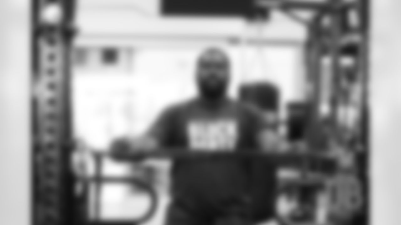 Shelby Harris during offseason workouts at UCHealth Training Center in Englewood, Colorado, on April 2, 2019.
Photo by Gabriel Christus