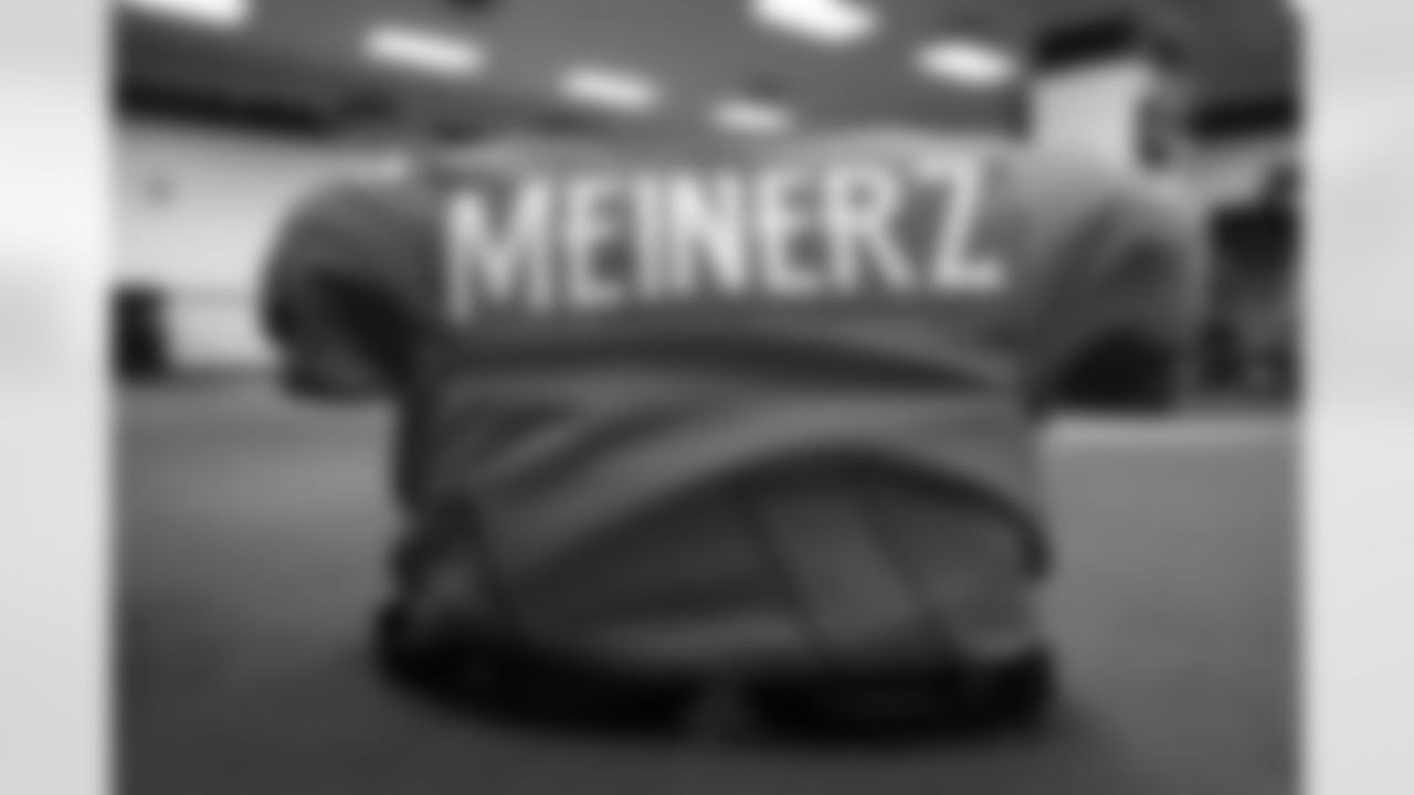 Quinn MeinerzÕs jersey ahead of the Broncos Week 15 game vs. the Bengals at Empower Field at Mile High on Sunday, December 19, 2021.