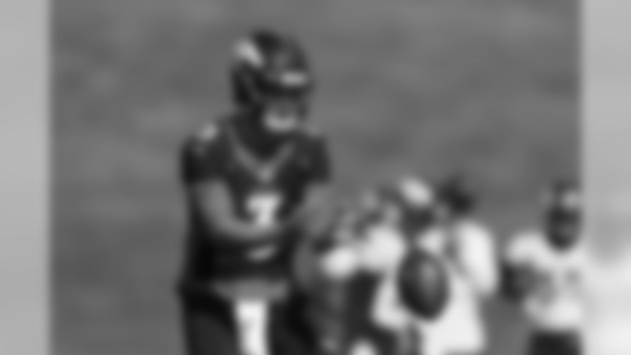 Drew Lock during practice at UCHealth Training Center in Centennial, CO, August 13, 2020.
Photo by Gabriel Christus