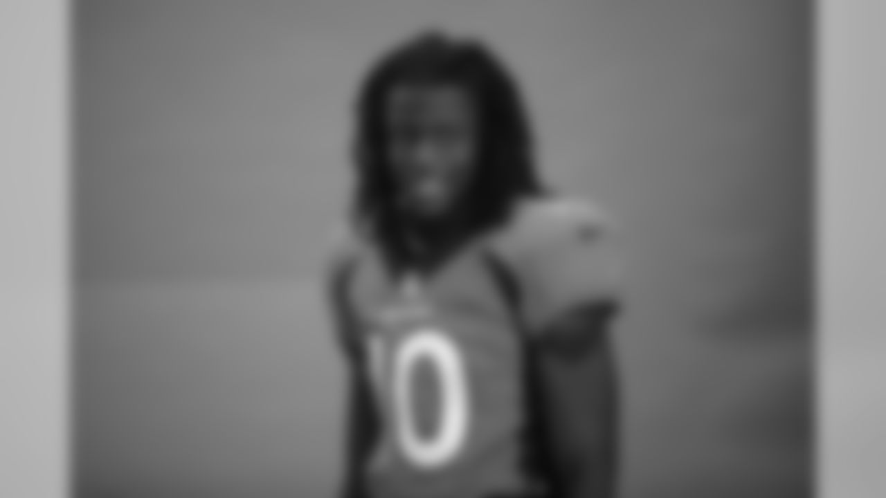 Jerry Jeudy during a media session with green screens and a photo studio for early reports at UCHealth Training Center on July 31, 2020. (Photo by Ben Swanson)