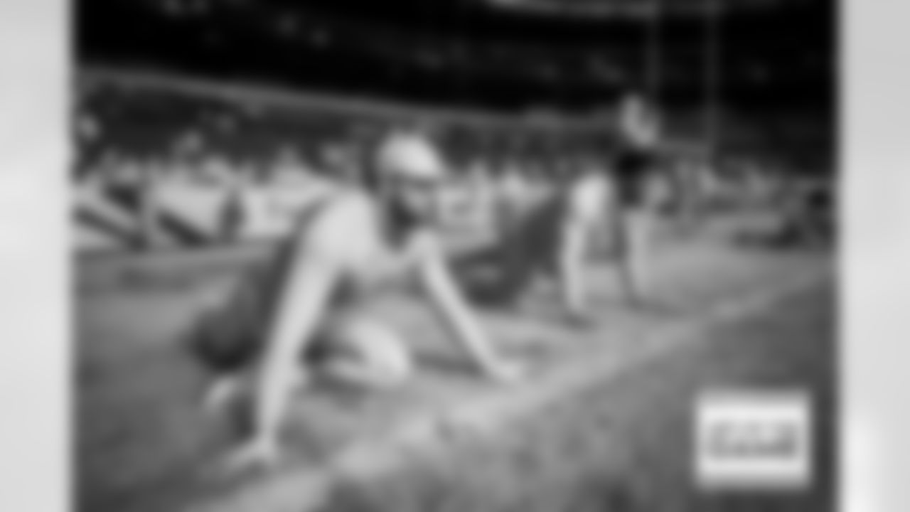 An infrared image of Matt Henningsen stretching before a NFL game against the Arizona Cardinals on Sunday, December 18, 2022 at Empower Field at Mile High in Denver, Colorado.
Photo by Gabriel Christus/Denver Broncos