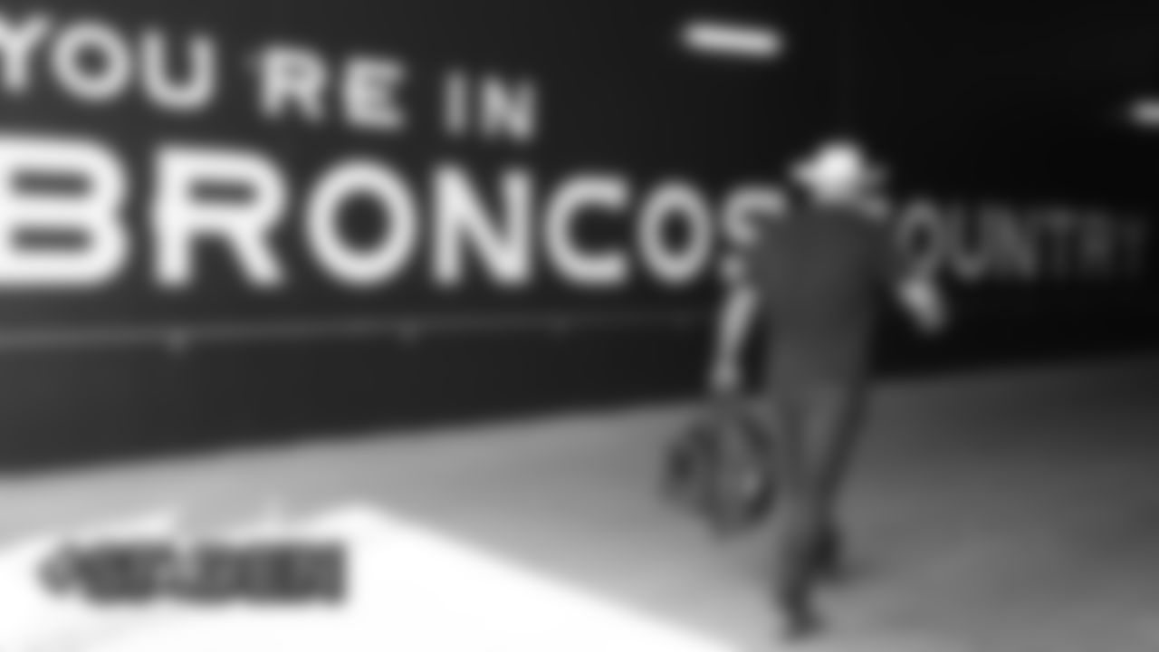 Dalton Risner arrives at the stadium before the Broncos' preseason game against the San Francisco 49ers on August 19, 2019 at Broncos Stadium at Mile High in Denver, Colorado. (Photo by Gabriel Christus)