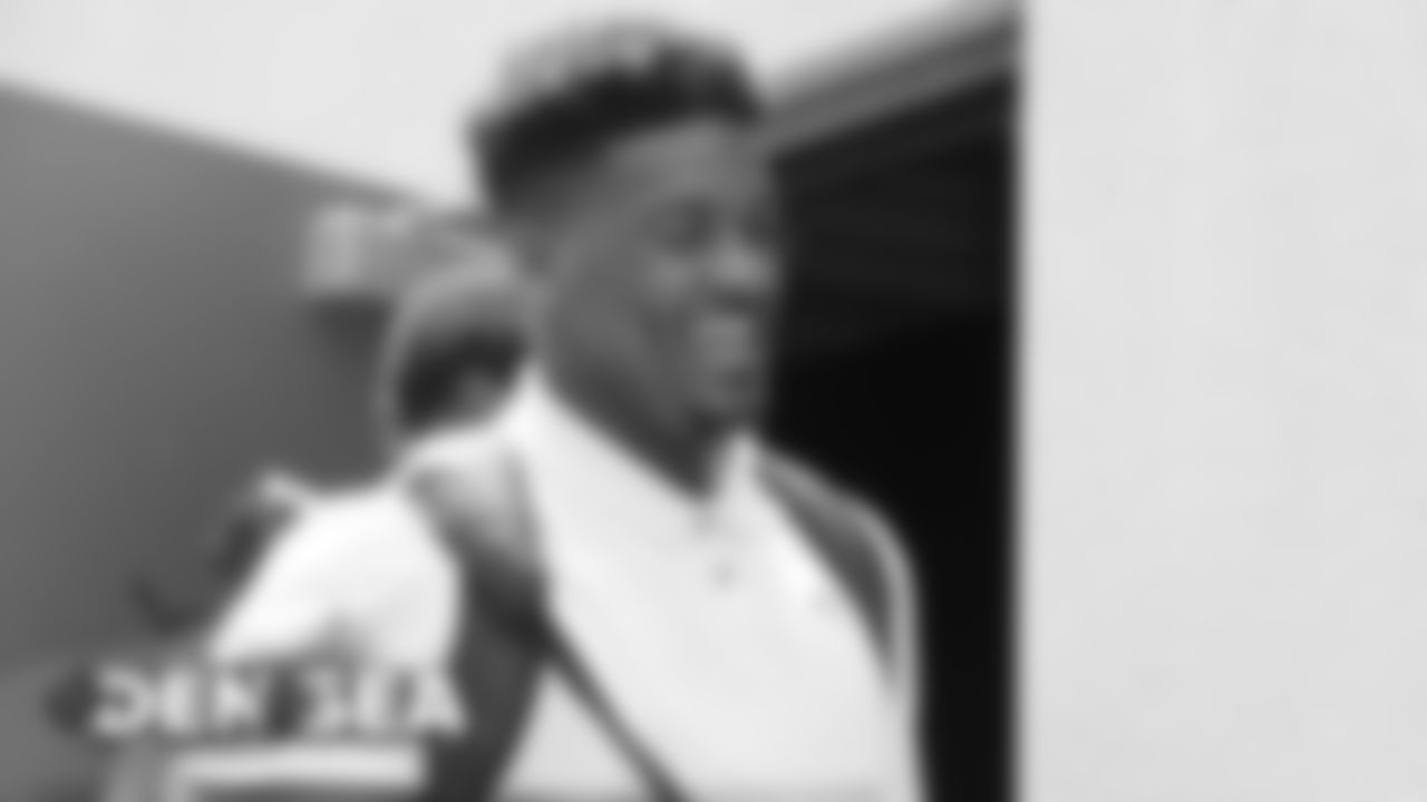 Dre'Mont Jones during the walk to the team buses for the Broncos' travel to Seattle on August 7, 2019 ahead of their game against the Seahawks.