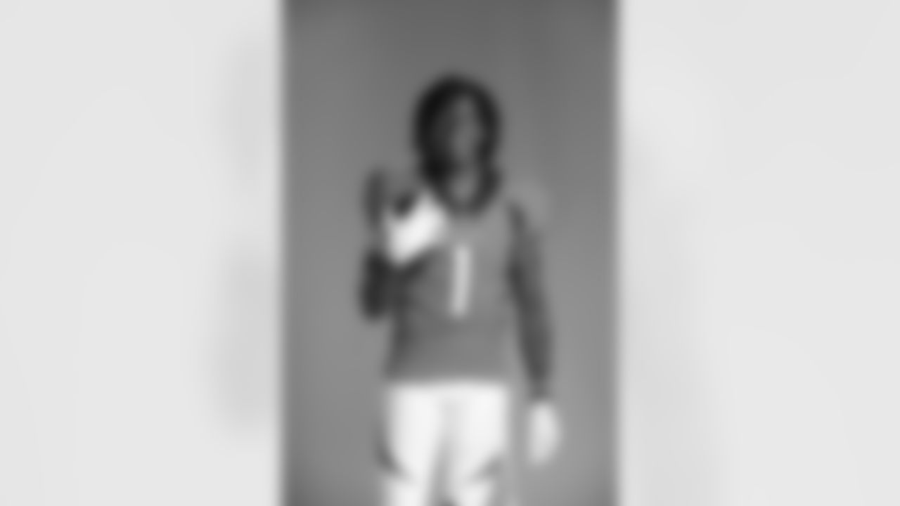 Denver Broncos wide receiver K.J. Hamler (1) poses for a photo during the Denver Broncos photoshoot, Wednesday, June 8, 2022, in Denver, Colorado. (Harrison Braden/NFL)