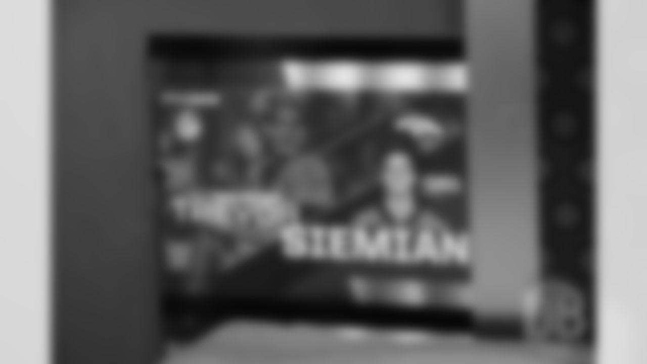 Trevor Siemian is recognized along with Northwestern's other NFL players in the Nicolet Football Center.