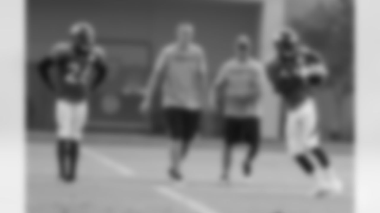 DRC picks off a pass during 1-on-1 drills.