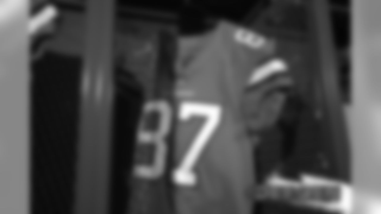 A preview of Noah Fant's Color Rush jersey during a photoshoot ahead of the team's Week 16 game against the Lions on December 18, 2019 at UCHealth Training Center. (Photo by Ben Swanson)