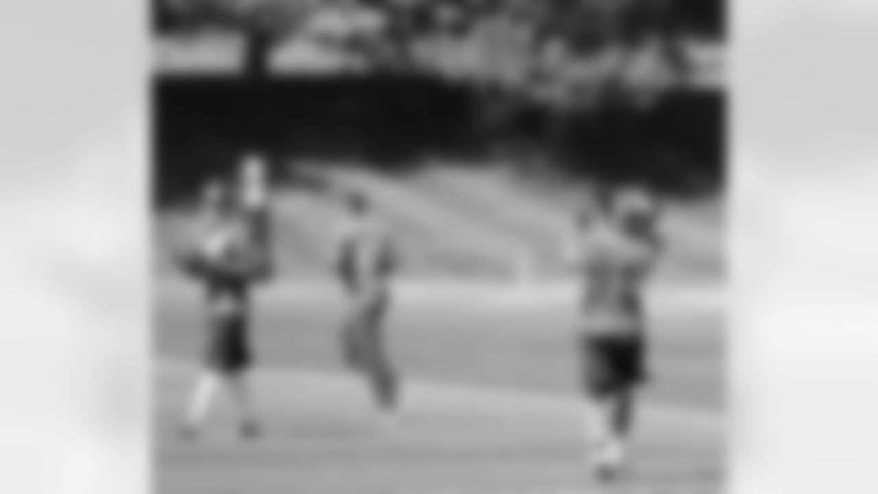 Stokley looks back for the ball.