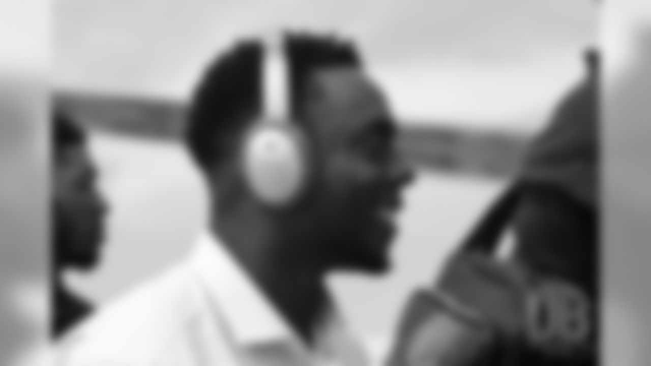 Brandon Marshall on the tarmac at Denver International Airport during the team's travel for their preseason game against the Washington Redskins on August 23, 2018.