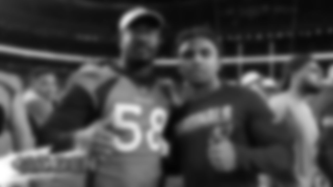 Texas A&M alumni Von Miller and Cardinals WR Christian Kirk during the Broncos' preseason game against the Arizona Cardinals on August 29, 2019 at Broncos Stadium at Mile High. (Photo by Gabriel Christus)