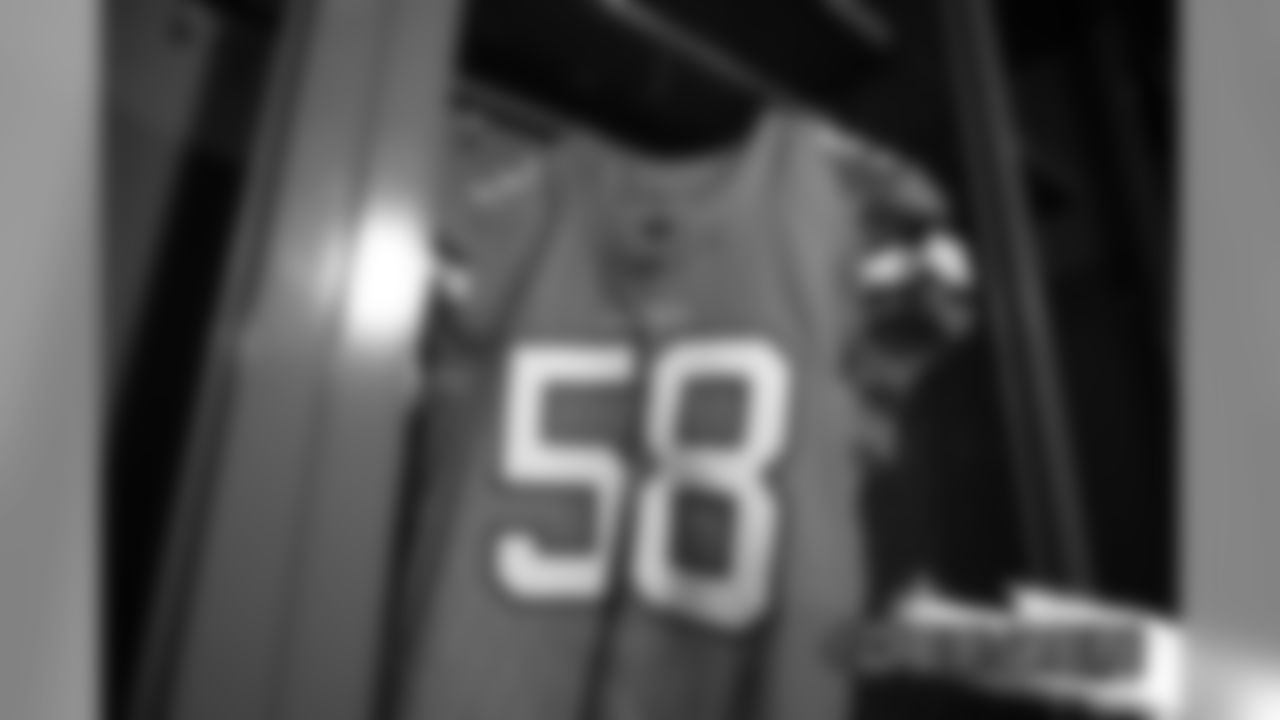 A preview of Von Miller's Color Rush jersey during a photoshoot ahead of the team's Week 16 game against the Lions on December 18, 2019 at UCHealth Training Center. (Photo by Ben Swanson)