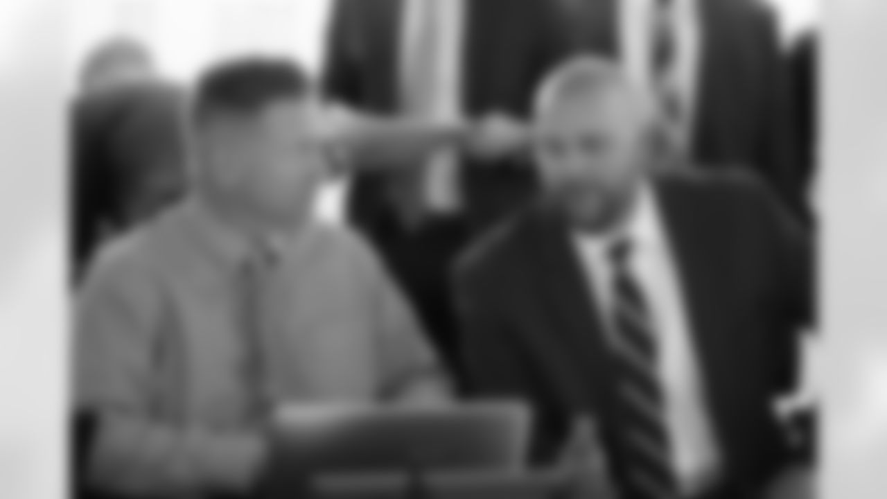 Matt Russell and Brian Stark in the war room at UCHealth Training Center in Centennial, CO, April 26, 2019.
Photo by Gabriel Christus