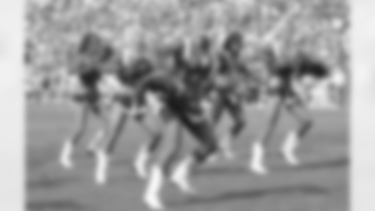 The cheerleaders perform during the second half.