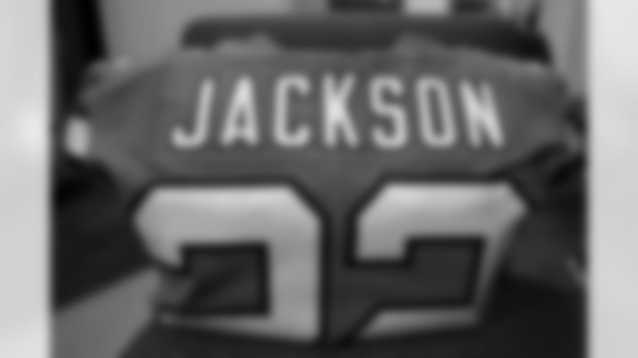 Kareem JacksonÕs color rush jersey ahead of their Salute to Service game vs. Philadelphia at Empower Field at Mile High on Sunday, Nov. 14, 2021.