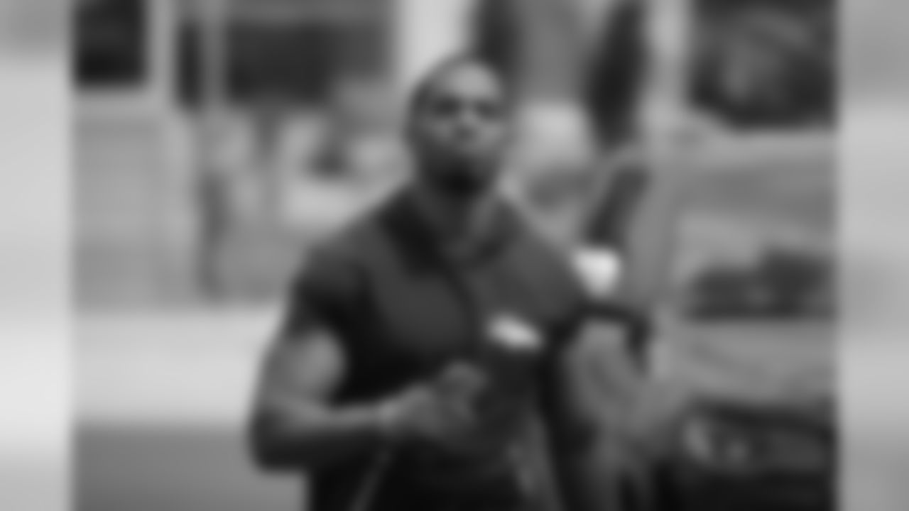 Cornerback Marcus Rios arrives for training camp on July 27, 2018.