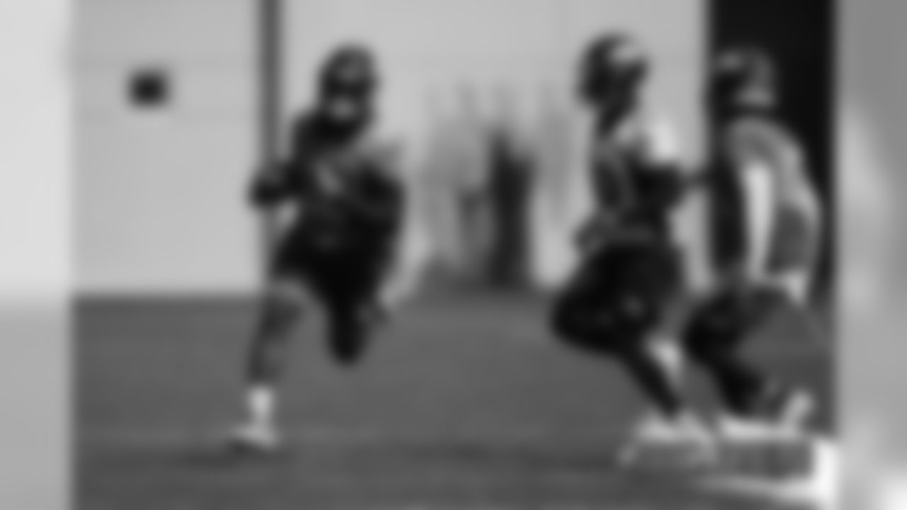 Royce Freeman during practice at UCHealth Training Center in Centennial, Colorado, August 27, 2019.
Photo by Gabriel Christus