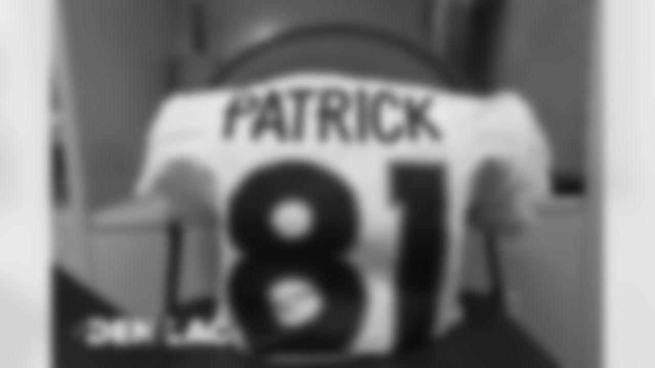 Tim Patrick's jersey in the locker room before the Broncos' Week 16 game against the Los Angeles Chargers at SoFi Stadium in Inglewood, California. (Photo by Gabriel Christus)