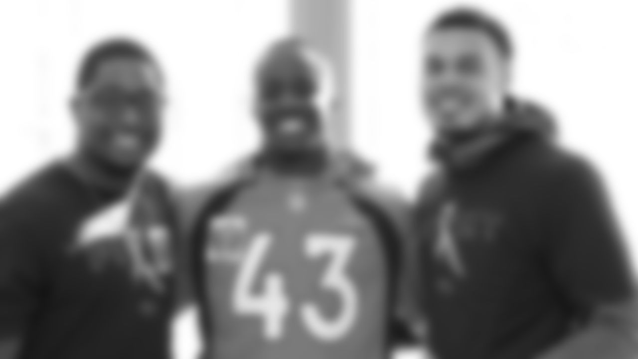 Corey Nelson, Joe Jones and Justin Simmons during a visit to ChildrenÕs Hospital Colorado on October 8, 2019. (Photo by Emily Simanskis)