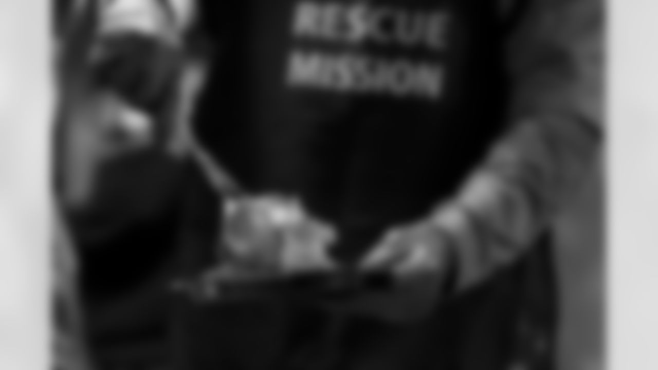 Justin Strnad during the 2021 Denver Rescue Mission Holiday Party at the Mission's The Crossing location in Denver, Colorado on December 6, 2021. (Photo by Ben Swanson)