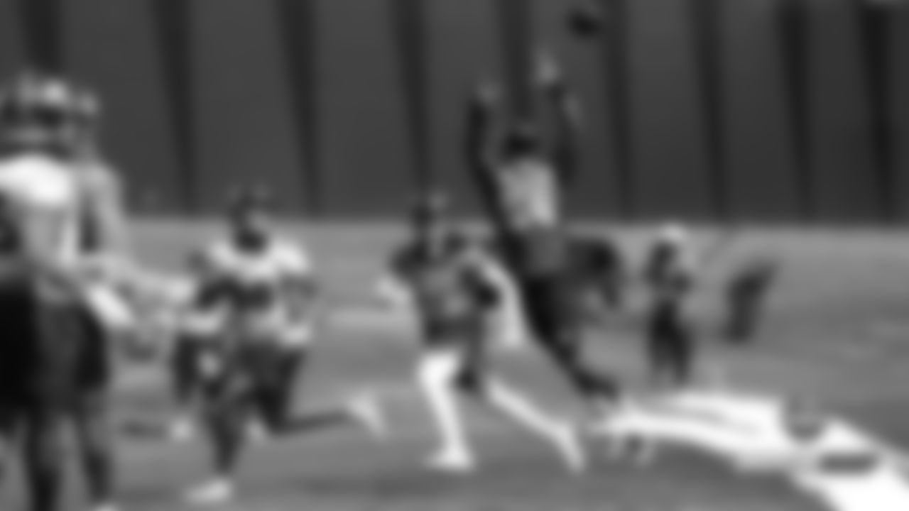 Josh Watson makes an interception during practice on Day 14 of training camp on August 6, 2019.