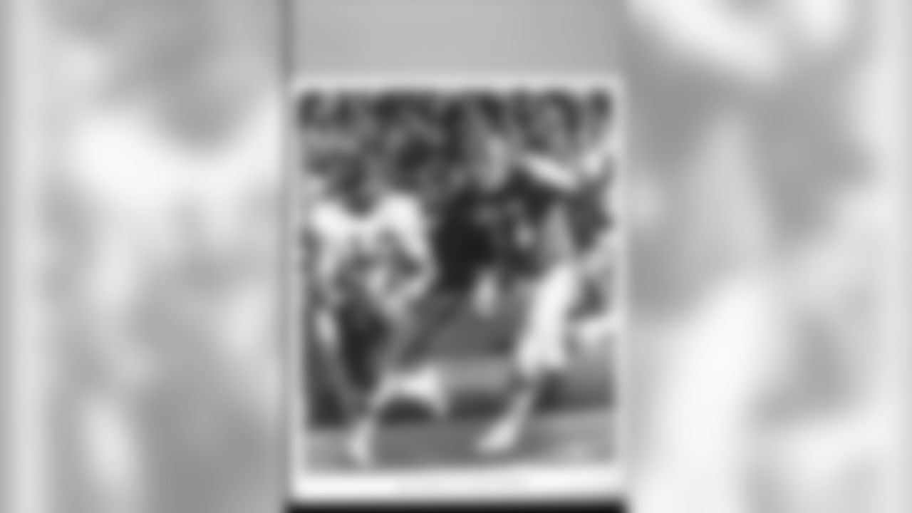 Lyle Alzado (1971 NFL Draft - fourth round, 79th overall) chases down a Kansas City Chiefs quarterback. Out of the 15 years he spent playing in the NFL, eight were as a Bronco. He started in 195 of 196 career games, recorded 20 fumble recoveries, three safeties, one defensive touchdown but sack records didn't exist for much of his career.