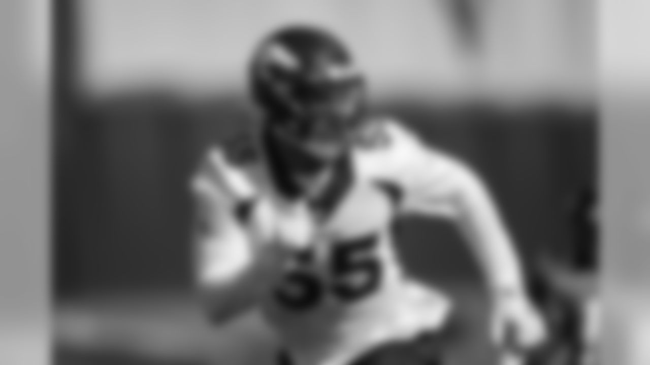 Bradley Chubb during practice at UCHealth Training Center on August 12, 2020. (Photo by Ben Swanson)