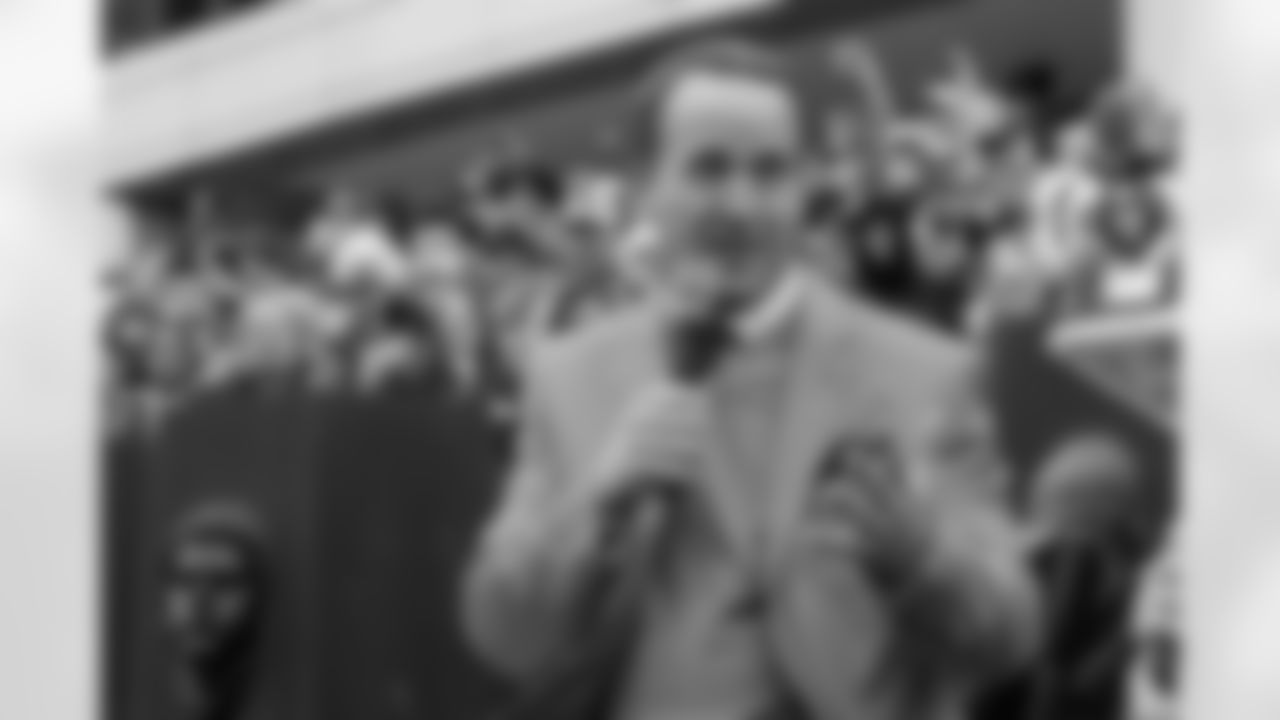Peyton Manning during a Ring of Fame ceremony before the Broncos' Week 8 game against the Washington Football Team at Empower Field at Mile High in Denver, Colorado on October 31, 2021. (Photo by Gabriel Christus)