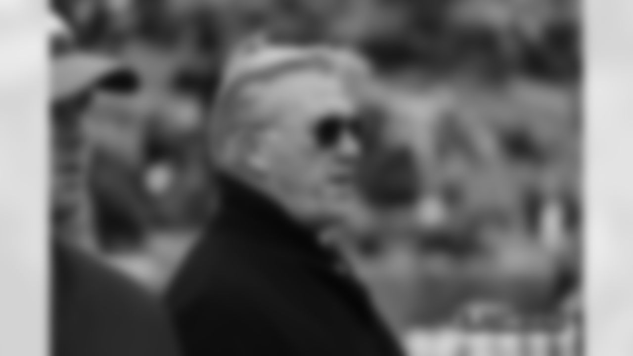 President of Football Operations/General Manager John Elway during pregame warmups before the Broncos' Week 4 game against the Kansas City Chiefs at Broncos Stadium at Mile High on October 1, 2018.
