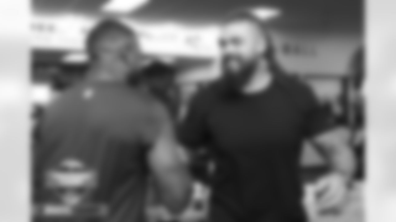 Derek Wolfe and Malik Reed as he announces he is retiring as a Bronco during training camp on Friday, July 29, 2022 at UCHealth Training Center in Englewood, Englewood.
Photo by Gabriel Christus/Denver Broncos