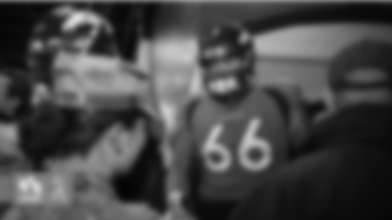 Dalton Risner in the tunnel before the Broncos' game against the Cleveland Browns at Empower Field at Mile High on November 3, 2019. (Photo by Ben Swanson)