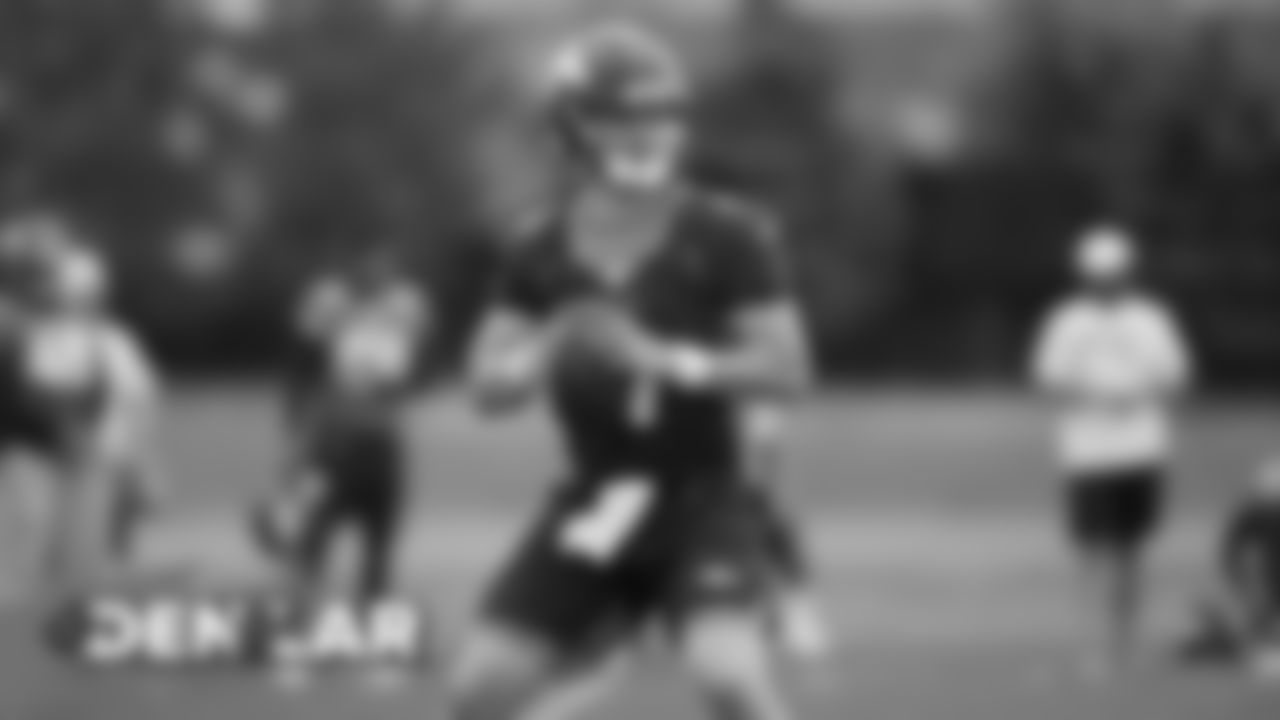 Brett Rypien at practice on August 22, 2019 at UCHealth Training Center. (Photo by Ben Swanson