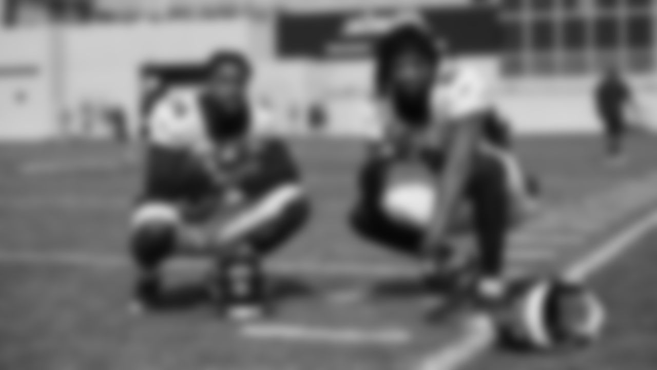 Courtland Sutton and Tim Patrick during practice on Day 10 of training camp on July 29, 2019.