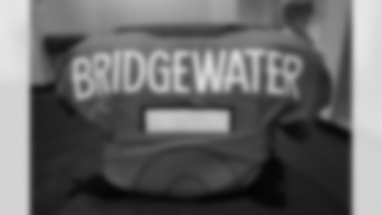 Teddy BridgewaterÕs jersey ahead of the Broncos Week 14 game vs. the Lions at Empower Field at Mile High on December 12, 2021.