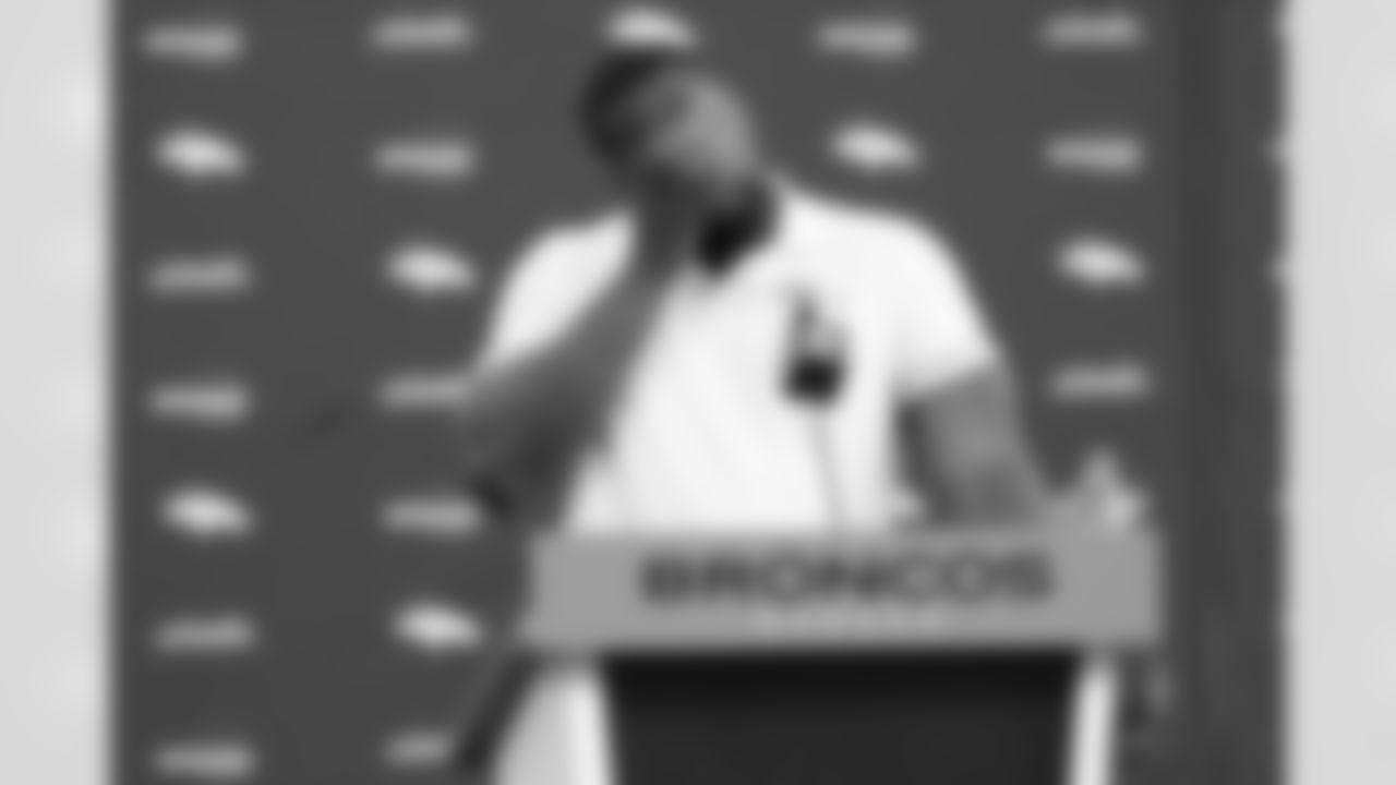 Shelby Harris during a press conference announcing his signing a 3-year deal with the Denver Broncos at UCHealth Training Center in Centennial, CO, March 19, 2021.
Photo by Gabriel Christus