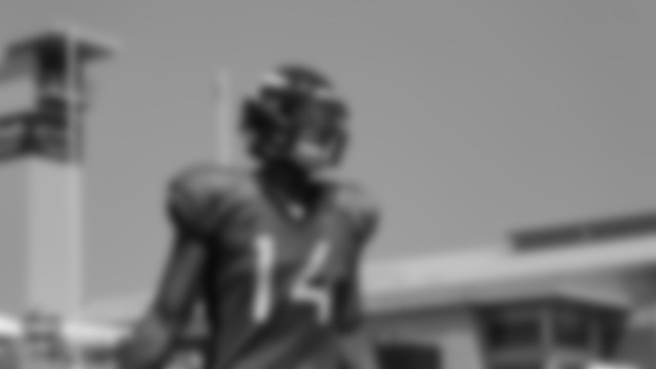 Wide receiver Courtland Sutton (14) during the ninth day of training camp on August 7, 2018, at UCHealth Training Center.