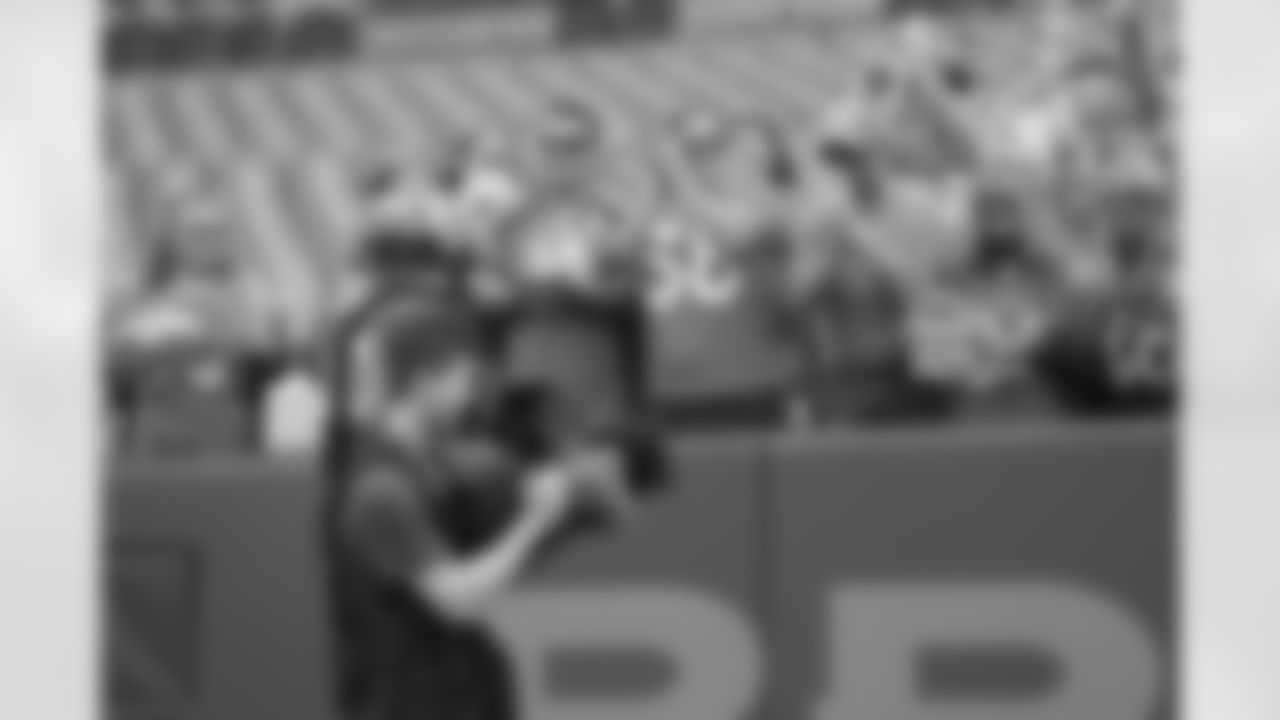 During the taping of hype video segments with fans at Empower Field at Mile High on July 25, 2021. (Photo by Gabriel Christus)