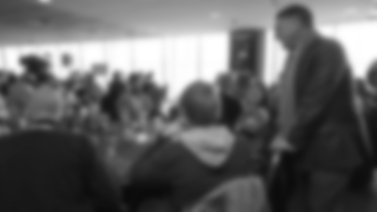 President and CEO Joe Ellis greets cancer survivors during the annual Salute to Survivors banquet pregame before the Broncos' Week 6 game against the Los Angeles Rams at Broncos Stadium at Mile High on October 14, 2018.