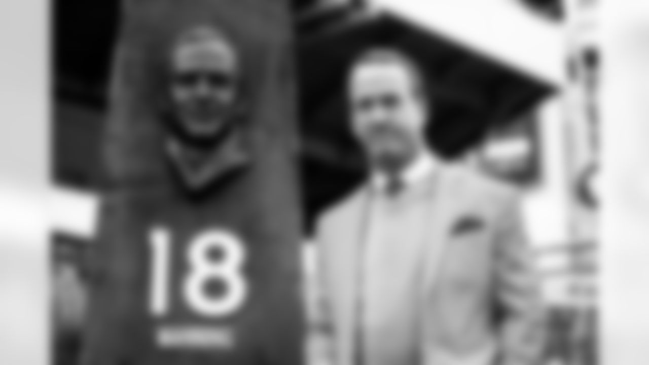Peyton Manning during the Ring of Fame pillar unveiling before the NFL game against the Washington Football Team on Sunday, October 31, 2021 at Empower Field at Mile High in Denver, Colorado.
Photo by Gabriel Christus